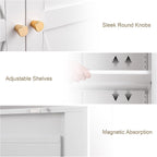 Pantry Storage Cabinet, Metal Pantry Cabinet with Adjustable Shelves,Cupboard,Tall Storage Cabinets for Kitchen, Living Room, Dining Room and Office, White