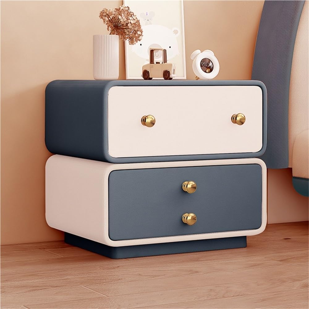 Creative Bedside Table, Rotatable Night Stand, Large Capacity Side Table for Bedroom, Living Room(Blue,19.7in)