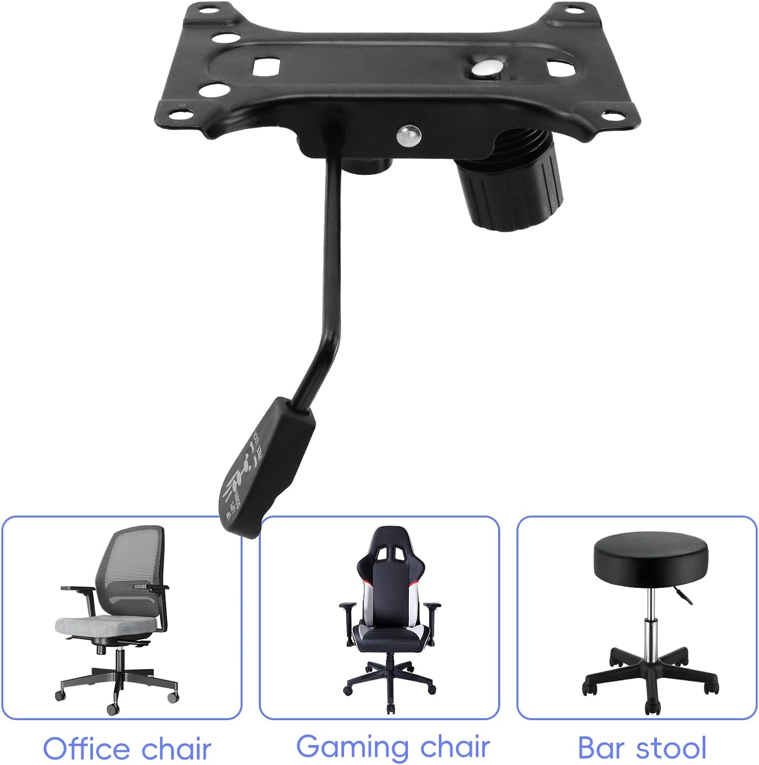 Wealrit Office Chair Tilt Base, Heavy Duty Control Lift Mechanism Black Swivel Base Plate 8.3" x 5.1" Mouting Holes Dimension Office Chair Parts Replacement