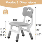 GAOMON Kids Chair Set of 2, 3 Level Height Adjustable Kid Chair, Plastic Toddler Chairs for Children Boys Girls Age 2-6, Suitable for Home Family Classroom Nursery Indoor Use, Grey
