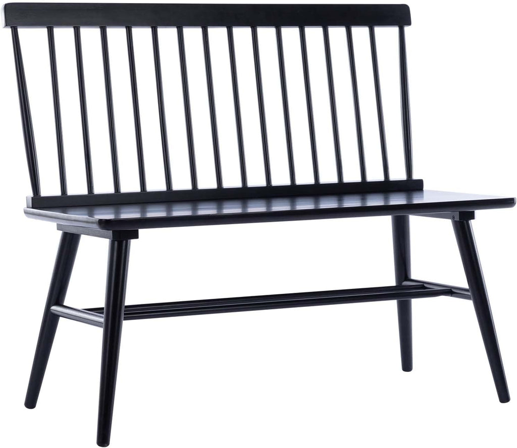 DUHOME Entryway Bench, Black Dining Bench with Spindle Back Farmhouse Wood Windsor Bench for Foyer Balcony Living Room, Black