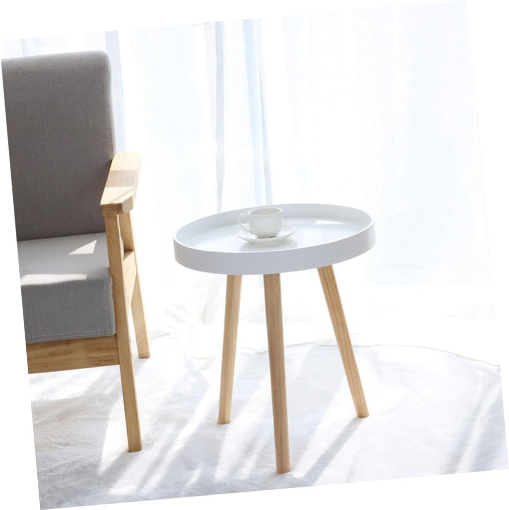 Veemoon Nordic Style Small Round Side Table White Mini Coffee Accent Table for Sofa and Bedside Indoor Balcony Use