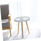 Veemoon Nordic Style Small Round Side Table White Mini Coffee Accent Table for Sofa and Bedside Indoor Balcony Use