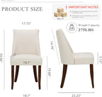 Upholstered Dining Chairs Set of 6, Mid Century Modern Kitchen Chairs with Back, Farmhouse Fabric Side Dining Room Chairs with Wood Legs for Dining Room Restaurant, Beige