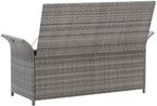 Poly Rattan Patio Storage Bench with Cushion Gray, 54.3 Inch Waterproof PE Storage Bench for Outdoor Use, Large Space with Removable Polyester Cover