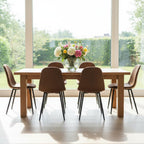 Homy Casa 6-Piece Suede Upholstered Dining Chairs Set of 6 – Armless Side Chairs with Padded Seat & Back, Metal Legs, Brown Accent Dining Room/Kitchen Seating