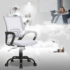 BestOffice Ergonomic Office Chair Mesh Cheap Desk Chair Task Computer Chair Lumbar Support Modern Executive Adjustable Rolling Swivel Chair for Back Pain, White