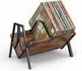 Vinyl Record Storage Rack for 50 LPs, Vinyl Record Album Holder Heavy-Duty Record Storage Shelf with Handles, Record Holder, Multi-Purpose Organizer