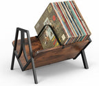 Vinyl Record Storage Rack for 50 LPs, Vinyl Record Album Holder Heavy-Duty Record Storage Shelf with Handles, Record Holder, Multi-Purpose Organizer