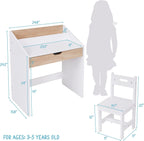 Lil' Jumbl Toddler Wooden Study Desk and Chair Set, Home School Learning Workstation with Writing Table, Storage Drawer, Tabletop Organizer & Hanging Hooks for Children Studying, Reading & Drawing