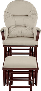 Suite Bebe Madison Nursery Rocking Chair with Ottoman, Wooden Glider for Baby Nursing, Smooth Gliding Rocker, Espresso and Beige