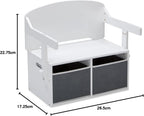 Delta Children MySize Kids Convertible Activity Bench - Greenguard Gold Certified, Bianca White