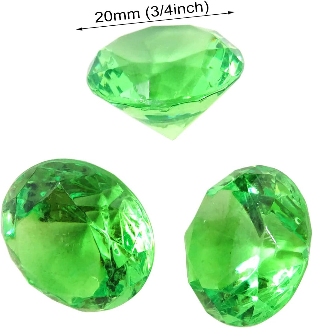 Honbay 100PCS 20mm Acrylic Faux Diamond Crystal Treasure Gems for Table Scatters, Vase Fillers, Event, Wedding, Bridal Shower, Birthday Decoration Favor, Arts & Crafts and More (Green)