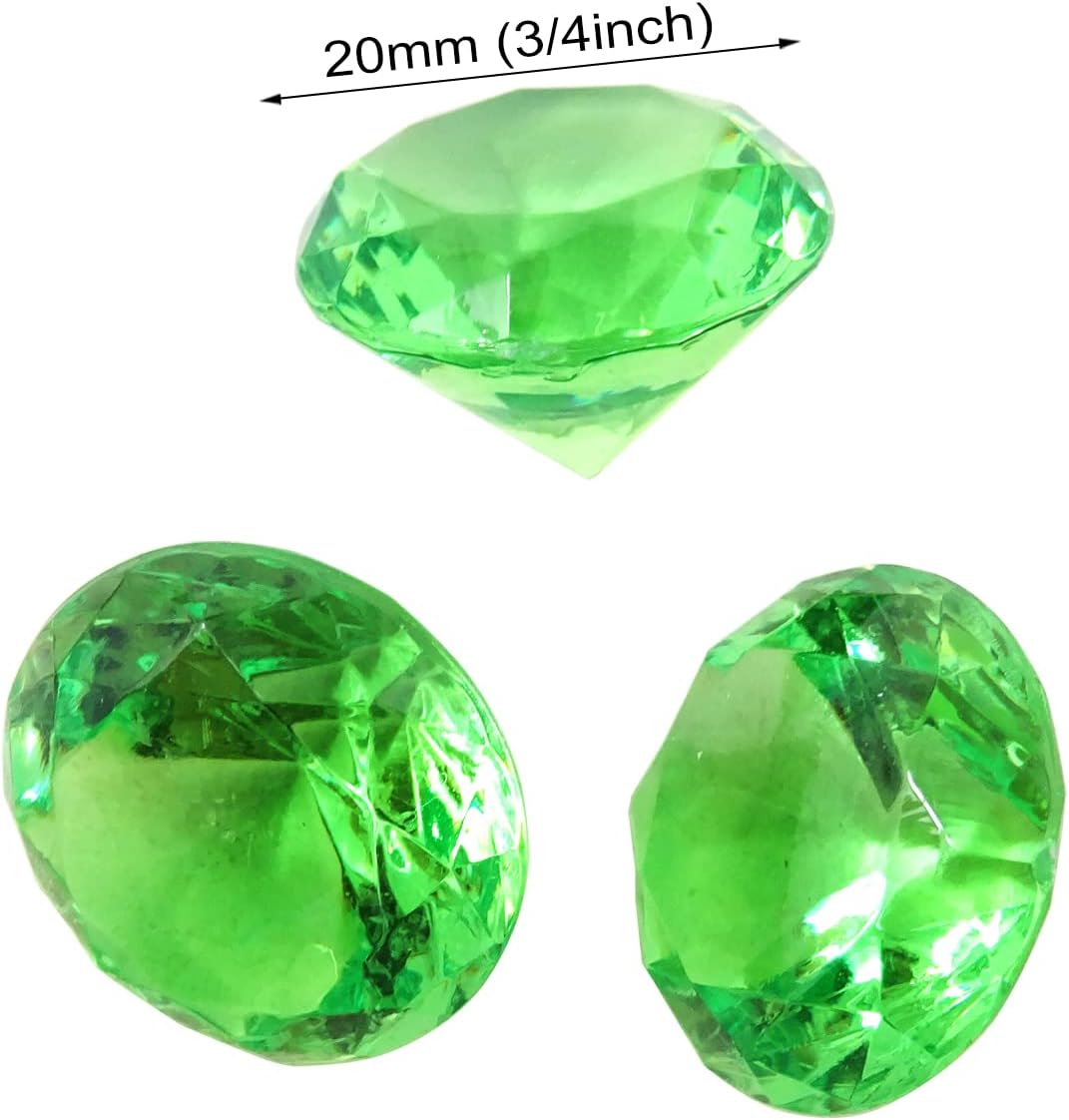Honbay 100PCS 20mm Acrylic Faux Diamond Crystal Treasure Gems for Table Scatters, Vase Fillers, Event, Wedding, Bridal Shower, Birthday Decoration Favor, Arts & Crafts and More (Green)
