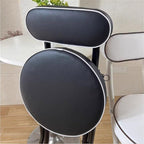 Portable Folding Stool with Padded Seat Backrest and Footrest Foldable Bar Chair for Adults Collapsible Round(Black,Sitting Height:60cm/24)
