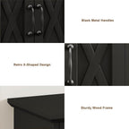 ChooChoo Farmhouse Medicine Cabinet, Bathroom Wall Cabinet with Adjustable Shelf, Towel Bar, 3 Hooks, Over The Toilet Storage Cabinet for Bathroom, Kitchen, Black