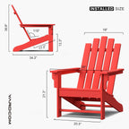 Adirondack Chair, 110°Ergonomics Plastic Extra Tall Adirondack Chairs, HDPE All-Weather Plastic Patio Outdoor Chair, High Foamed Polyethylene Fire Pit Chair(Red)