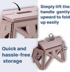 9.2" Foldable Step Stool - 300lb Capacity, Non-Slip Surface | Portable Collapsible Stool Chair for Kitchen, Bathroom, Camping, Fishing | No Assembly Required, Folding Stool, Brown 1 Piece