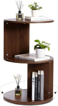 Wood 2-Tier 360° Rotating Bookshelf, Narrow Corner Bookcase & Accent Table, Floor Standing Storage Rack for Kids Bedroom Living Room, Space Saving