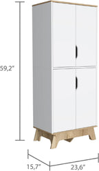Rectangle Kitchen Pantry Light Oak and White,Buffet Kitchen Sideboard,for Kitchen,Dining Room,15.7 * 23.6 * 59.2