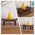 Personal Prayer Shrine Desk, Chinese Style Floor Shrine Stand with Retractable Pull Plate, Wood Meditation Altar Table for Bedroom, Office(15.7 * 9.8 * 6.3in)