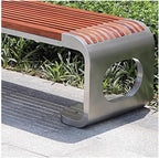 Patio Benches for Outdoors Park Bench Stainless Steel Pineapple Grid Solid Wood Stadium Sales Department Outdoor Leisure Garden Benches for Outdoors