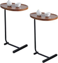 2PCS C Shaped Side Table Sofa Table, Small End Tables for Living Room,Modern Night Stand for Bedroom (Brown)