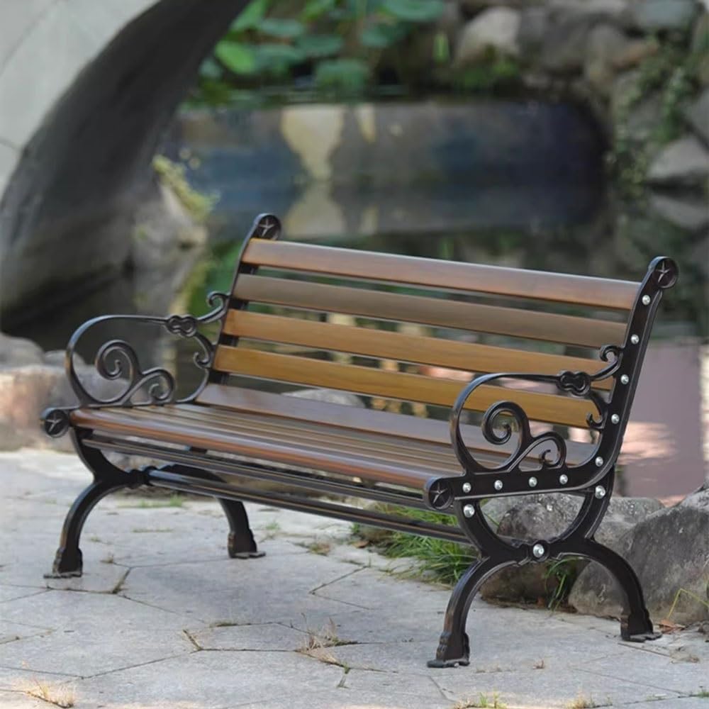 Garden Garden Outdoor Backrest Benche, Leisure Chair Cast Aluminium, Patioen Balcony Chair Seat(Medium)