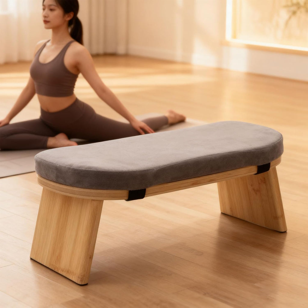 Meditation Bench, Premium Beech Wood Folding Kneeling Stool with Magnetic Hinge Locks and Soft Cotton Cushion, for Zen Meditation Yoga Relaxation Home Use