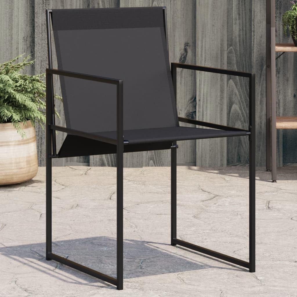 Patio Chairs 4 Pack Black Steel Textilene Sling Chairs with Foldable Backrest for Compact Storage