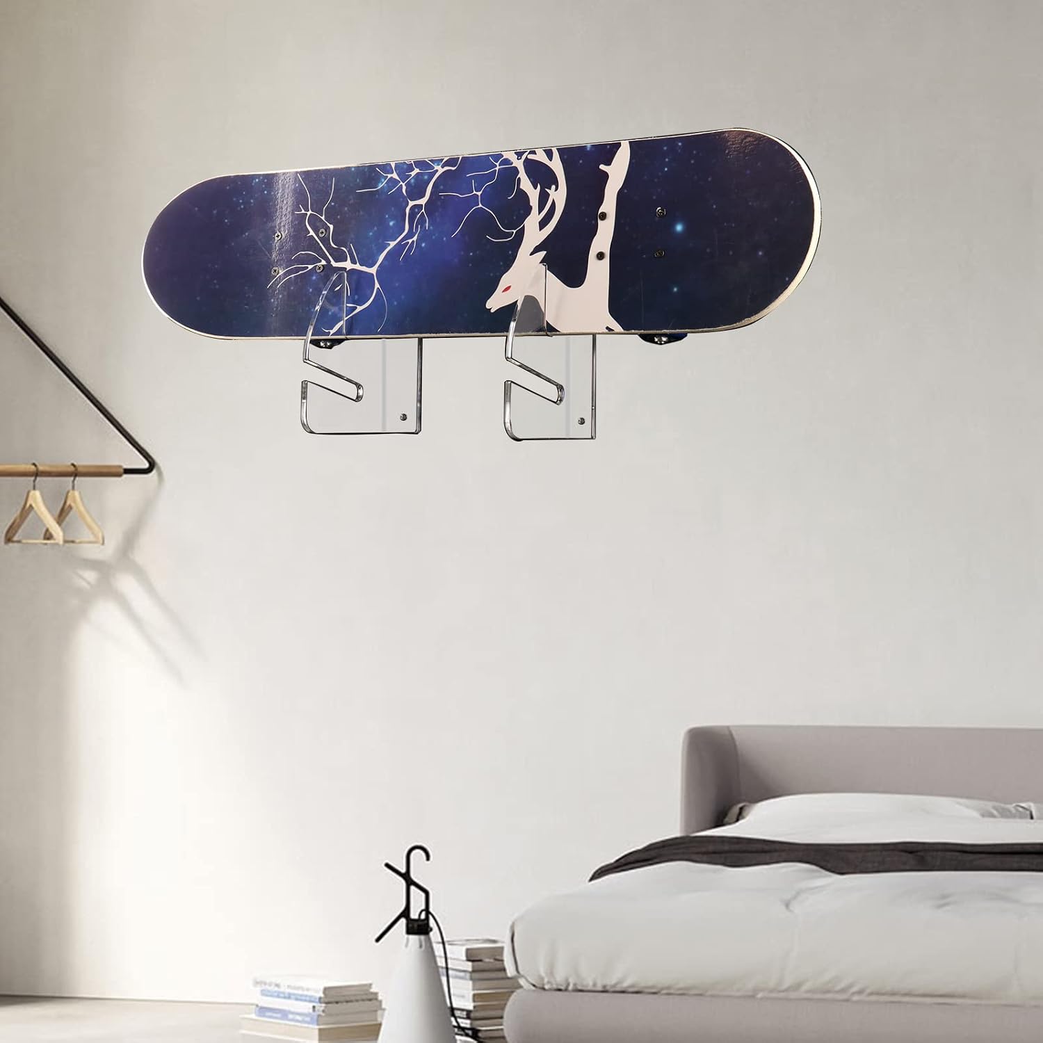Wall-Mounted Skateboard Mount - Space-Saving Horizontal Display Rack for Secure Skateboard Storage & Decoration