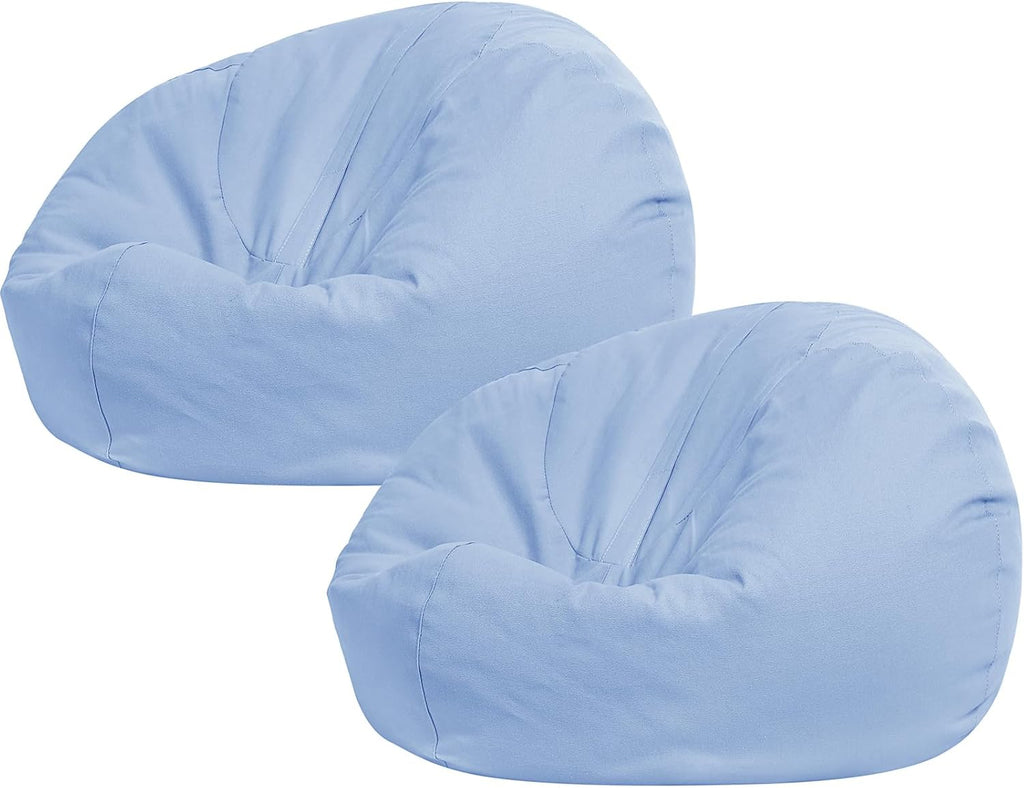 Sliner 2 Pcs Stuffed Storage Bean Bag Chair Cover for Kids Adults (No Filler) Stuffable Zipper Beanbag Cover for Organizing Plush Toys or Foam(31.5 * 31.5 * 15inch,Cotton,Blue)
