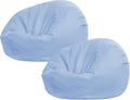 Sliner 2 Pcs Stuffed Storage Bean Bag Chair Cover for Kids Adults (No Filler) Stuffable Zipper Beanbag Cover for Organizing Plush Toys or Foam(31.5 * 31.5 * 15inch,Cotton,Blue)