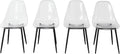 Dining Chairs Set of 4, Modern Acrylic Kitchen Chairs with Transparent Seat, Clear Kitchen Side Chairs with Metal Legs for Living Room, Counter, Dining Room, Kitchen, Reception