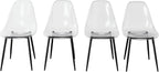 Dining Chairs Set of 4, Modern Acrylic Kitchen Chairs with Transparent Seat, Clear Kitchen Side Chairs with Metal Legs for Living Room, Counter, Dining Room, Kitchen, Reception