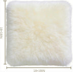 Genuine Sheepskin Chair Pad 2 Pack Anti Slip Design Natural Wool Soft and Comfortable Suitable for Home Living Room Sofa Bedroom Dining Room(18x18 Inch,Cream White)
