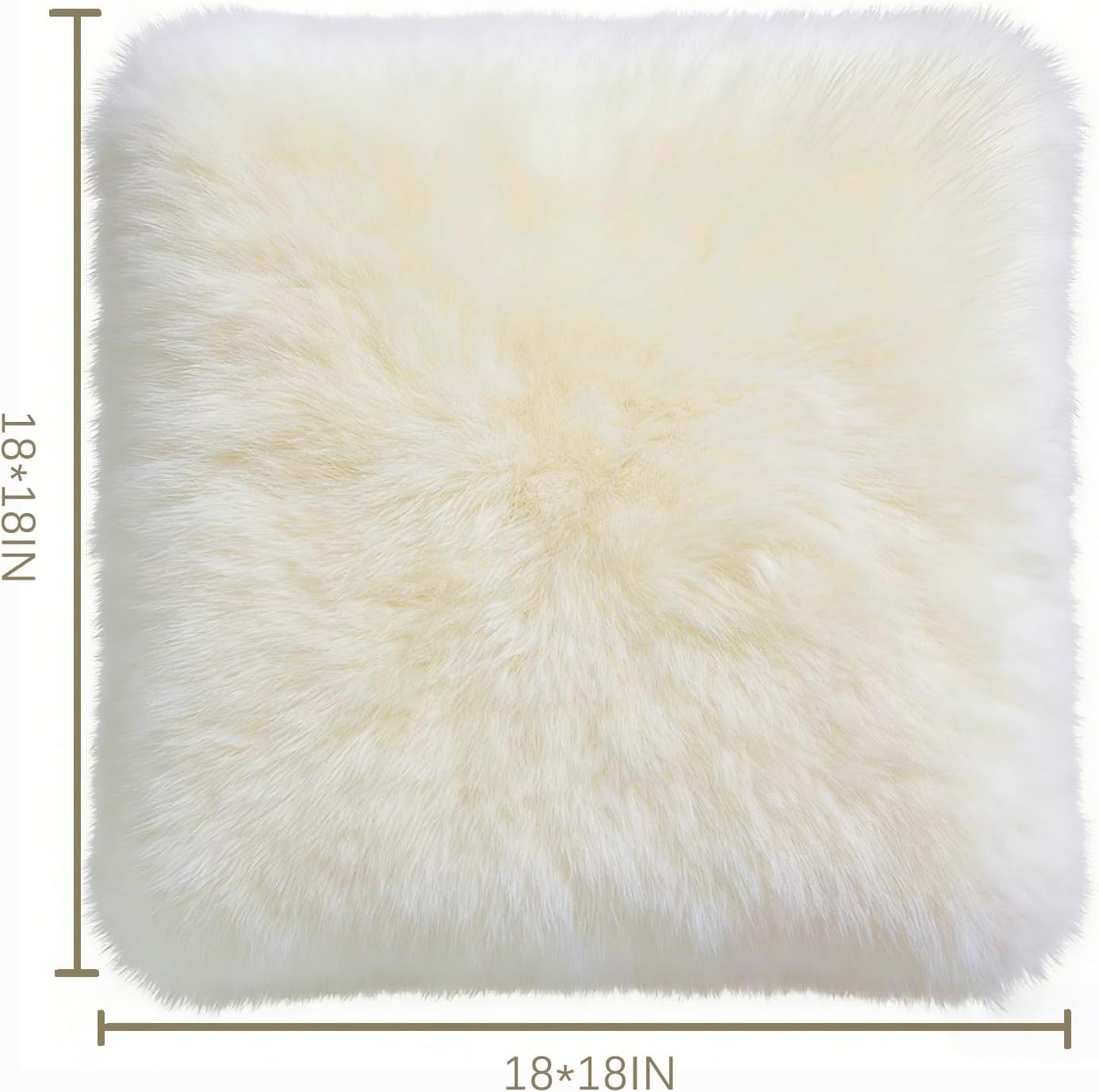 Genuine Sheepskin Chair Pad 2 Pack Anti Slip Design Natural Wool Soft and Comfortable Suitable for Home Living Room Sofa Bedroom Dining Room(18x18 Inch,Cream White)