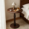 YUNMUARY-Vintage Round End Table with Storage Solid Wood Bedside Tables Wooden End Tables Circle Nightstands Living Room Side Table for Small Spaces Bedroom Side Tables Modern Coffee Table for Balcony
