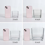 1 Pack Square Glass Vase 4" x 4" x 4", Clear Flower Vase for Centerpieces, Candle Holder for Wedding Party Events, Home Décor