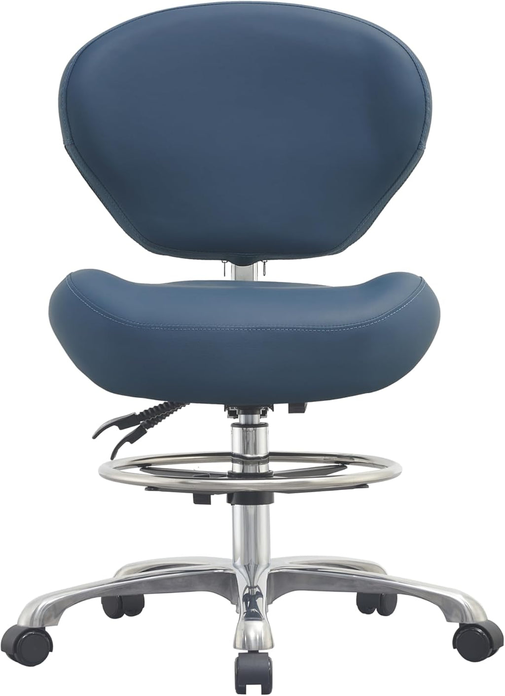 Rolling Drafting Stool Chair with Back Support - Shop Stool with Backrest, Home Office Stool Chair, Height Adjustable Stool with Wheels for Computer, Office, Studio…