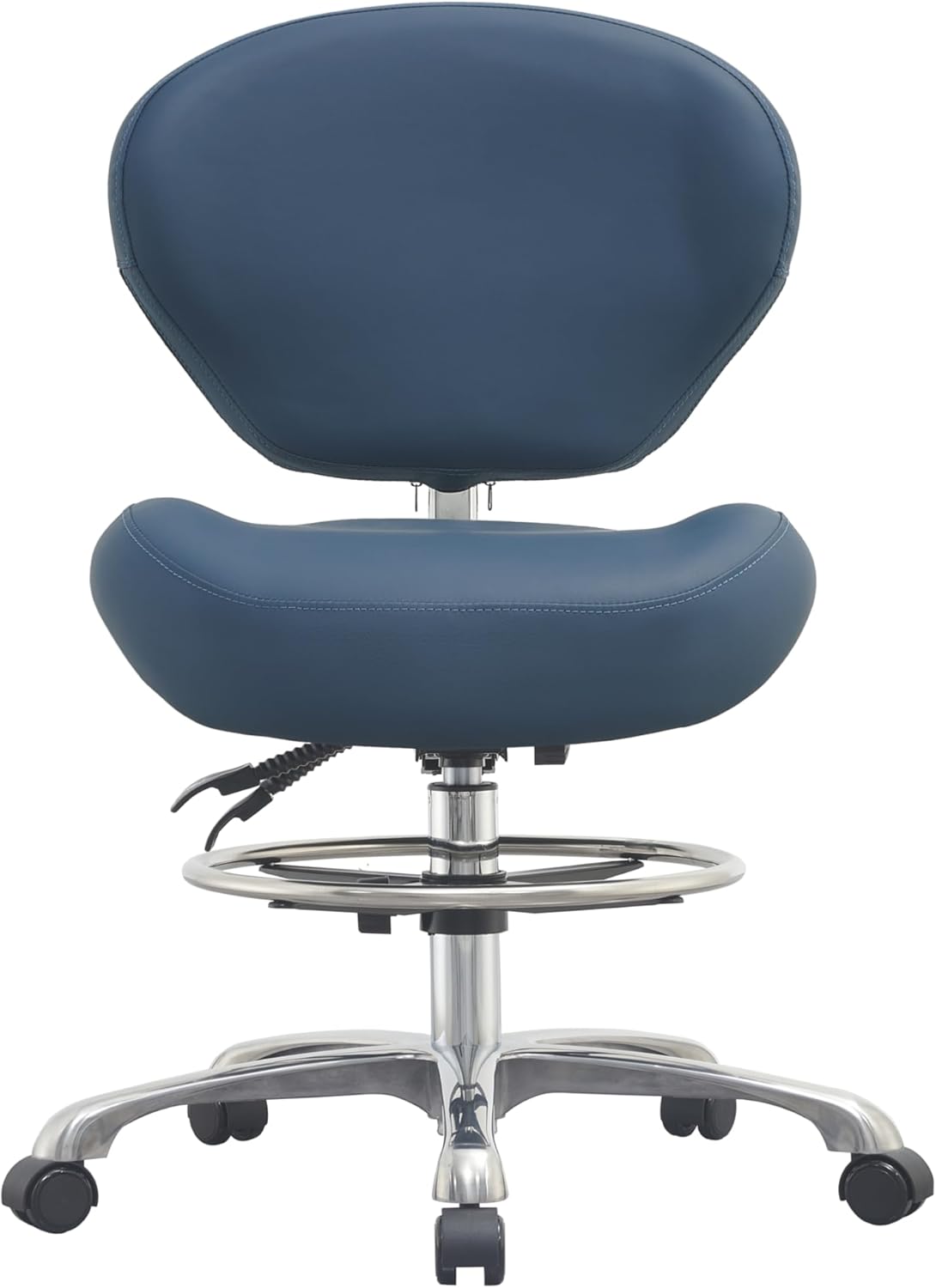 Rolling Drafting Stool Chair with Back Support - Shop Stool with Backrest, Home Office Stool Chair, Height Adjustable Stool with Wheels for Computer, Office, Studio…