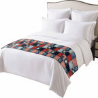 4th of July Bed Runner Stars Stripes Patchwork Bedding Scarves Soft Decorative Bed Flag Retro Checkered Grid Bed Runners for King Size Bed Home Hotel Bedroom Independence Day Decor 20x94 Inch
