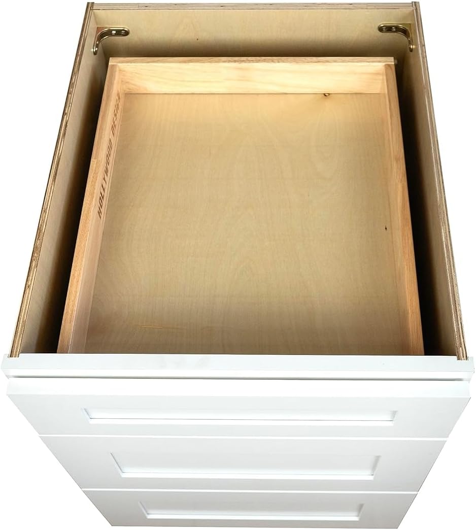 Hollywood Fabiani Design Drawer Base Kitchen Cabinet 21 in. W x 24 in. D x 34-1/2 in. H, Shaker White - Solid Wood Frame, 1/2-Inch Cabinet-Grade Plywood Box, Soft-Close Drawers, Ready to Assemble