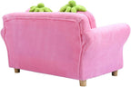 Costzon Kids Couch, Double Seat Pink Children's Sofa with 2 Strawberry Pillows, Toddler Armrest Chair for Bedroom, Living Room, Large Soft for Kids Loveseat for Baby Girls Pets Preschool Gifts
