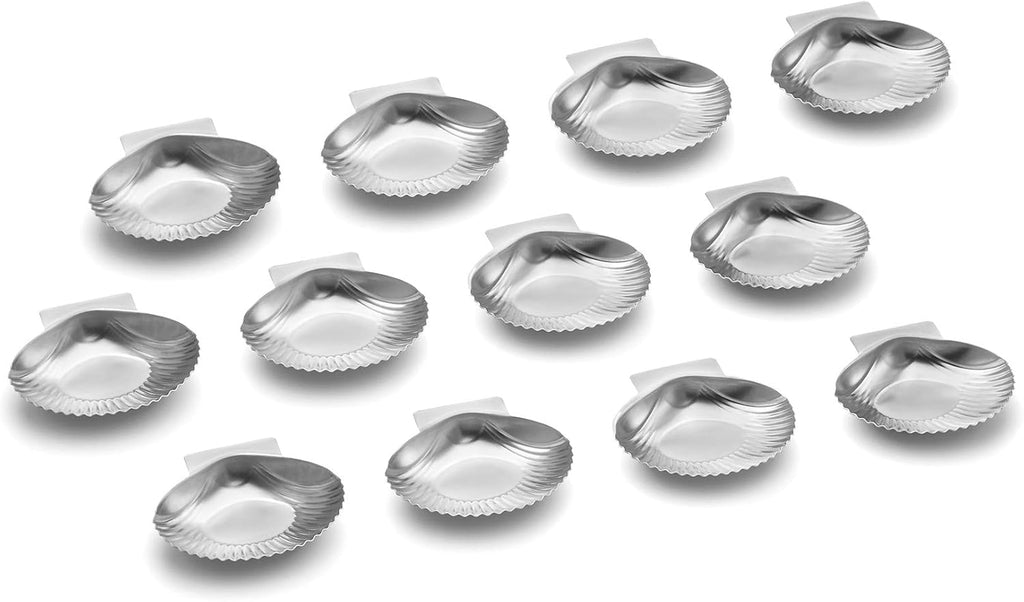 Outset Grillable Shells, All Purpose Grillable Stainless Steel Sea Shells, Set of 12