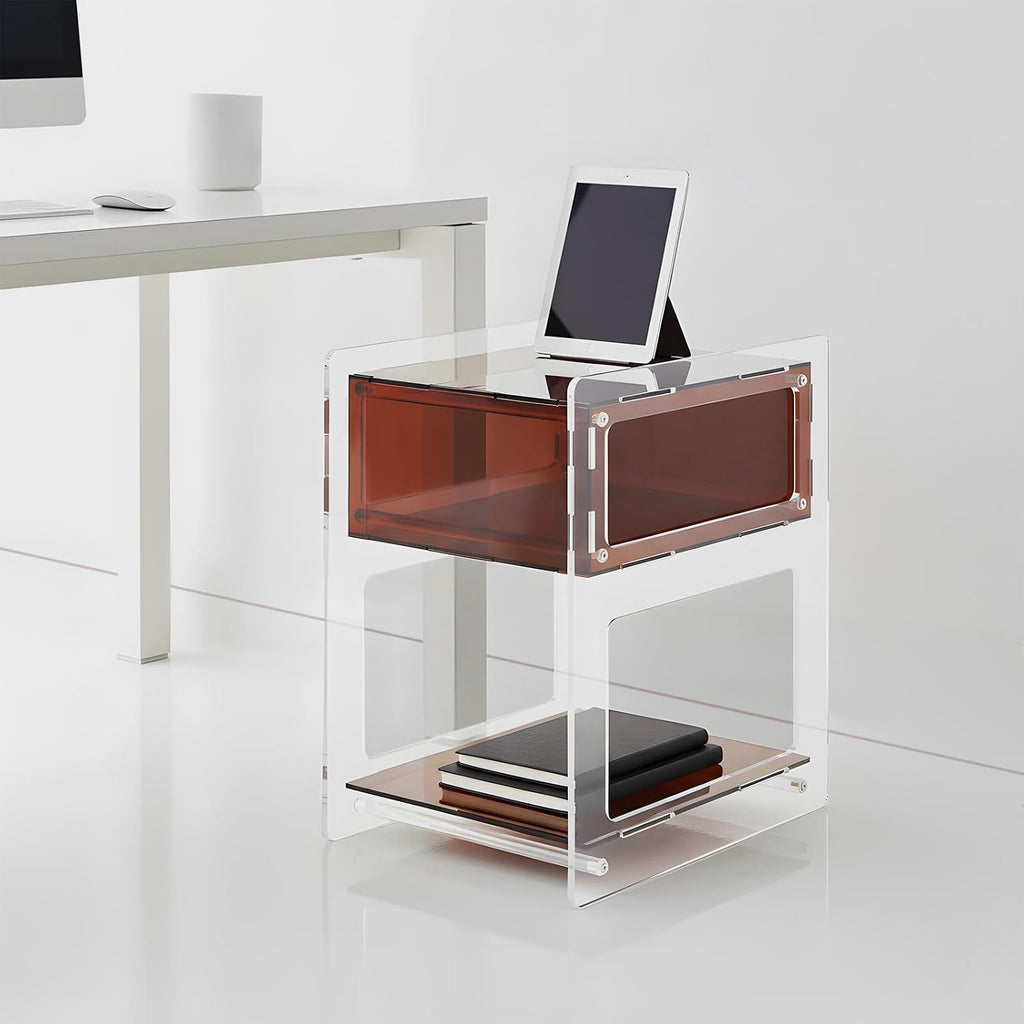 Acrylic Side Table, Acrylic Nightstand for Bedroom, Side Table for Living Room, Night Stand, 44.09 Lbs Load-Bearing Capacity Coffee Table for Living Rooms, Bedrooms, Offices