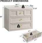 Night Stand Large W/Charging Station, 30.7" W Oversized Nightstands Tall Bedside Table with 3 Drawers, Accent End Table W/Large Storage, Modern Wood End Table for Bedroom, Office