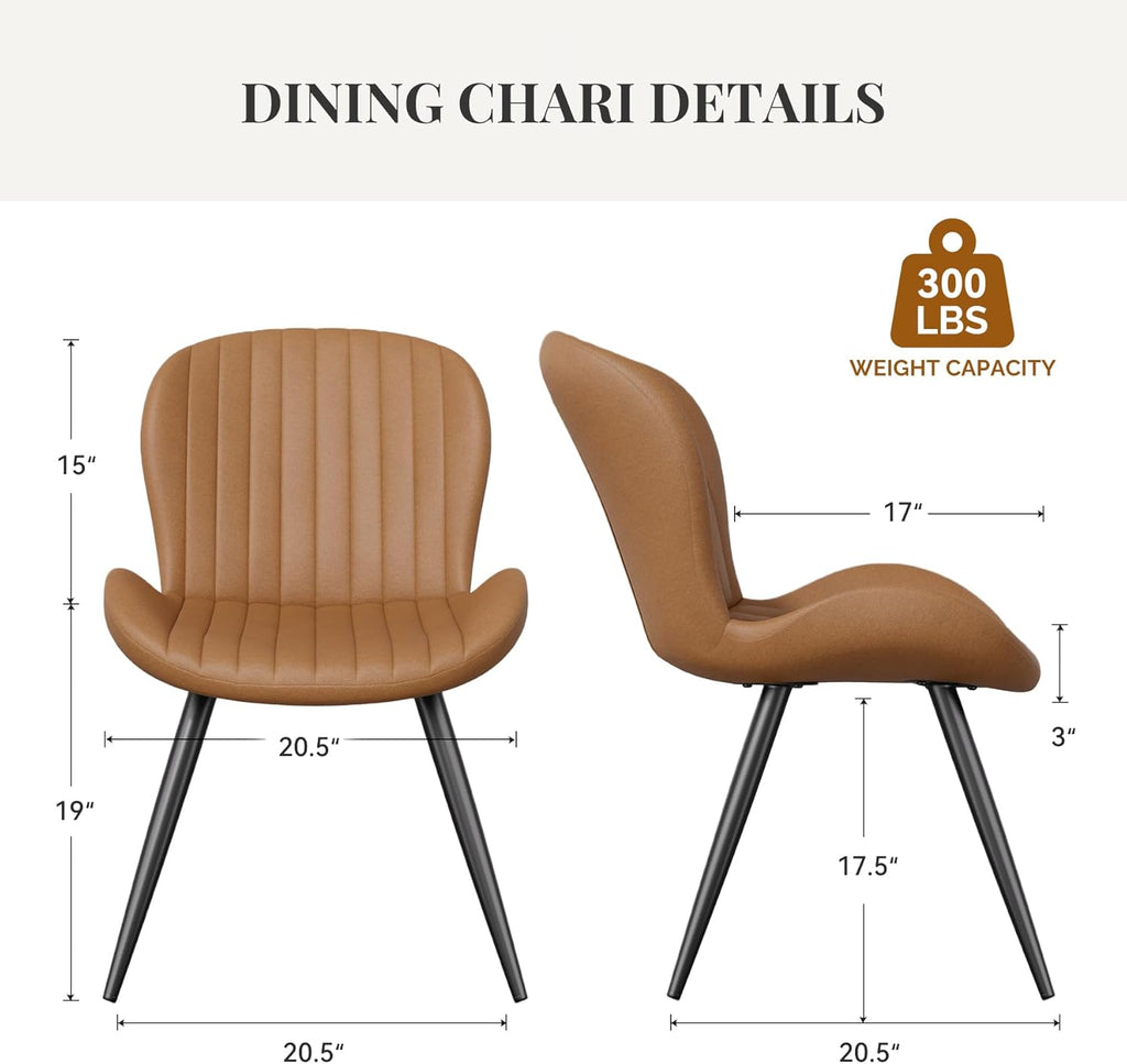 Dining Chairs Set of 4, Modern Dining Room Chairs, Fabric Kitchen Chair Upholstered Dining Chairs with Thick Cushions for Kitchen and Dining Room Brown