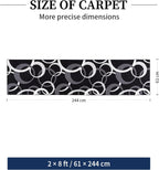 YIHOUSE Washable 2x8 Hallway Runner Rug Non Slip, Black and White 8ft Rug Runners for Bathroom Kitchen Non Skid, Geometric Circle Modern Carpet Runner for Entryway Bedroom