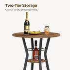 YATINEY Bar Table, 2-Tier Round High Top Table, Pub Table, Home Bar Counter Height Tables, Bistro Tables, for Kitchen, Living Room, Meeting Room, Pub, Rustic Brown and Black BT03BR